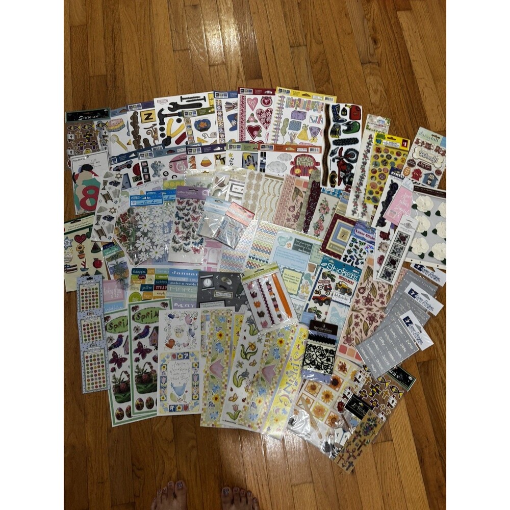 Huge Lot Of vintage Stickers Sealed and used Scrapbook supplies Crafts Borders